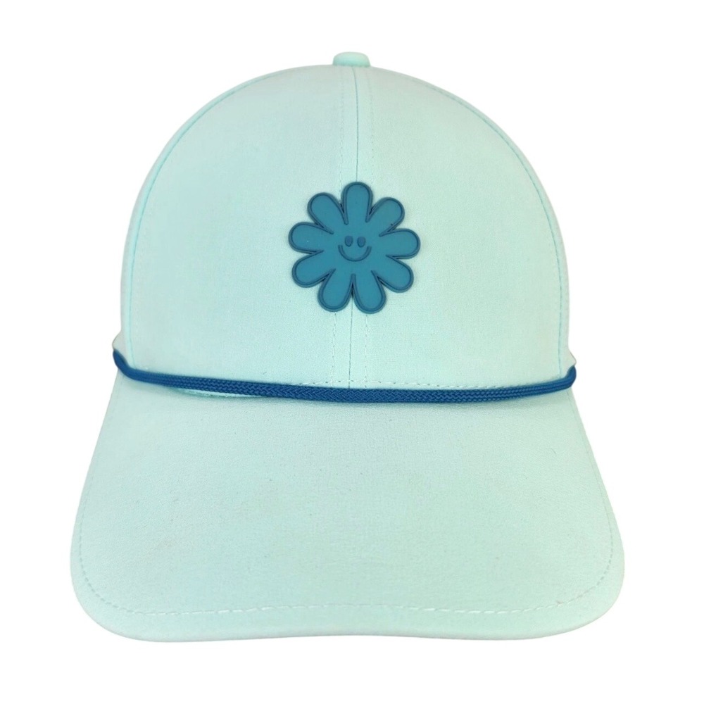 NWOT Swannies Golf Flower Smiley Face Rope Snapback Hat Mint Green Performance